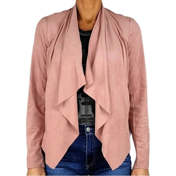 Kut From The Kloth Pink Blazer Drape Front Faux Suede Jacket Women’s Size Medium - Picture 1 of 7
